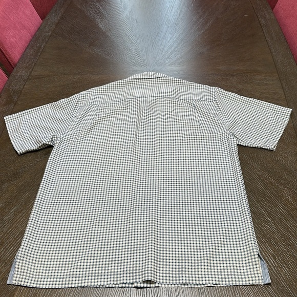 Tommy Bahama Blue Checkered Short Sleeve 100% Silk Men’s Button Up Shirt, Medium - Picture 11 of 12